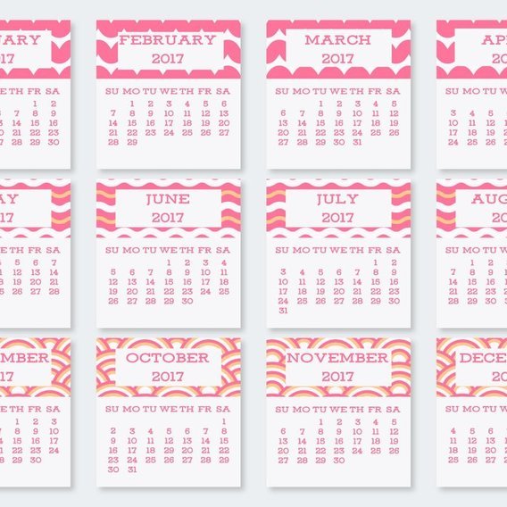 Cute Pocket Calendar Cards Collection - 10703 - Dryicons